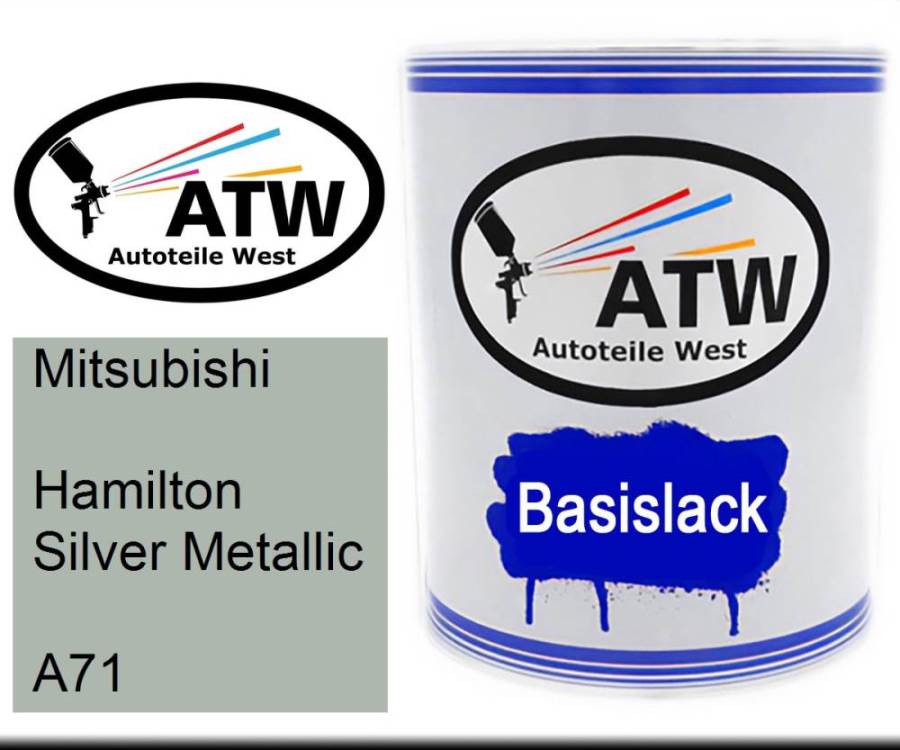 Mitsubishi, Hamilton Silver Metallic, A71: 1L Lackdose, von ATW Autoteile West.